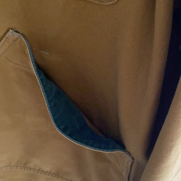 Vintage 90s LL Bean tan barn coat corduroy green collar size XL - Picture 3 of 4
